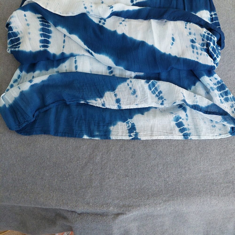 Studio West Blue Tie Dye Crochet Lace Rayon Boho Mini Dress M - Picture 7 of 8